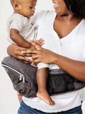 TUSHBABY Gray Baby Hip Seat Carrier Comfortable Hands-Free Support EUC